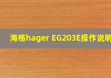 海格hager EG203E操作说明书